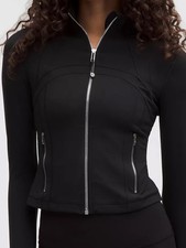 FAST SHIP LULULEMON Define Cropped Jacket Nulu Black/Mirror Silver 0-14