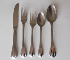 5 Pcs Set DANSK Scalloped SS Flatware Knife Fork Salad Fork Teaspoon Tablespoon