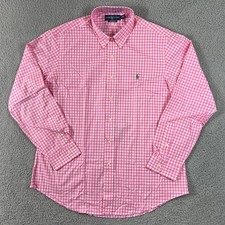 Ralph Lauren Button Down Shirt Men's XL Pink Gingham Custom Fit Long Sleeve NWT