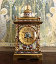 FINEST ANTIQUE FRENCH CHAMPLEVE MANTEL CLOCK JAPY A1 QUALITY, ISLAMIC STYLE 14