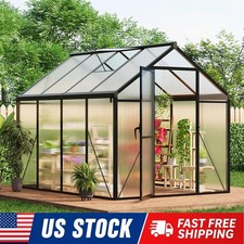 6x8 FT Walk-in Polycarbonate Greenhouse with Doors for Outdoor Backyard Patio