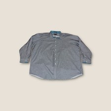 Paul Fredrick Mens 20 37 Long Sleeve Dress Shirt Gingham Dark Gray Button Down