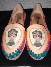 Monarquia Leather Sandals Colorful Frida Kahlo Huaraches Handcrafted Mex US 7.5