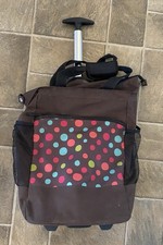Wheeled Tote Bag Adjustable/Packable Handle. Zip Close Brown 21x14