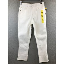 New Frye Jeans High Rise Cuffed Crop Light Wash Ivory Denim Sz 6/28