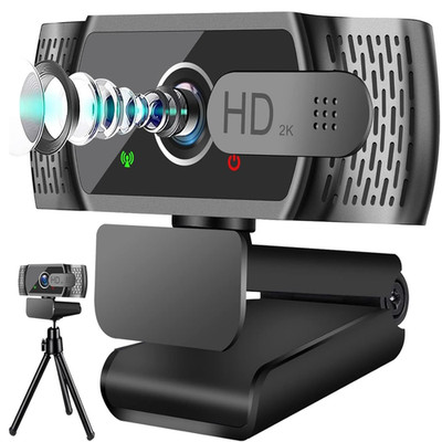 2k Full HD Webcam mit Mikrofon und Stativ Automatischer Lichtkorrektur USB PC