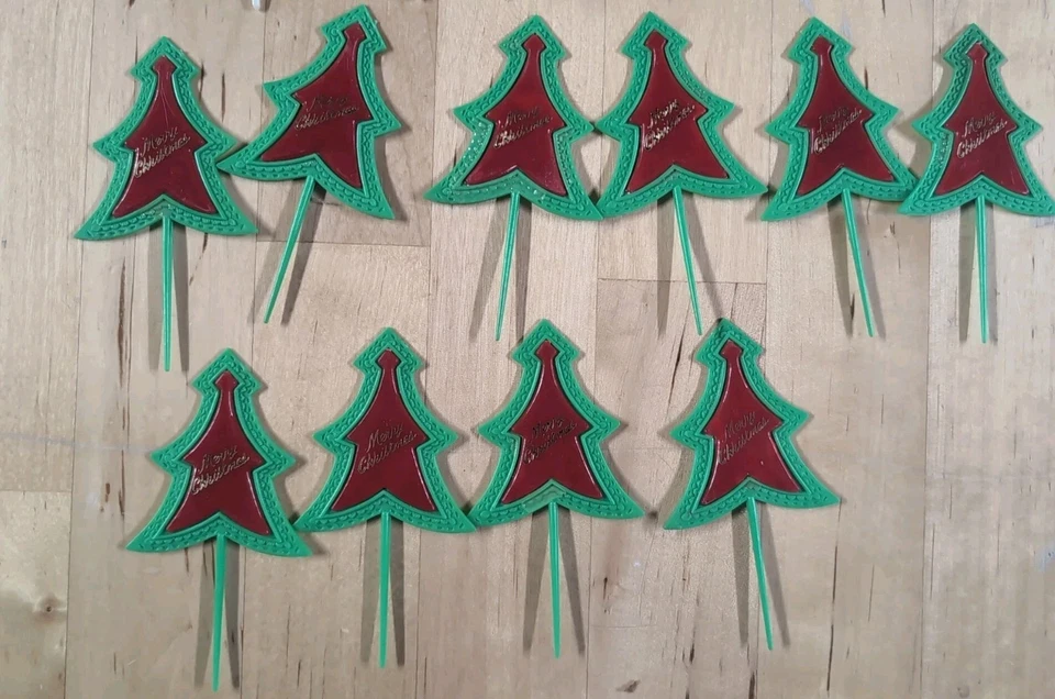 Lote de 47 adornos vintage para pasteles/cupcakes de Navidad Papá Noel, árboles de Navidad, renos Foto 2 de 4