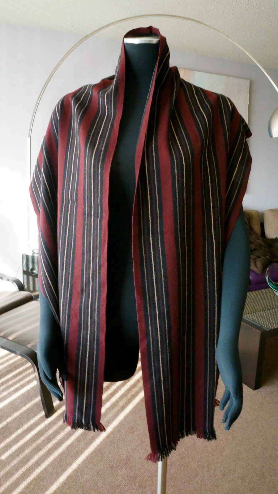 CHÂLE FOULARD RAYÉ AUTHENTIQUE LAINE GUCCI / CACHEMIRE