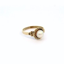 Damenring, Goldring mit Perle Gelbgold 585 14 Kt Größe 56