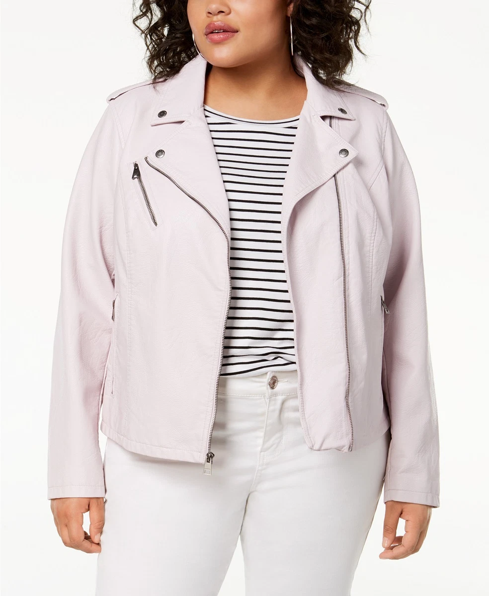 White plus size leather jacket sales