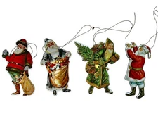 Merrimack Publishing Corp. Ornaments 1977 Santa Claus Christmas  Set Of 4 VTG