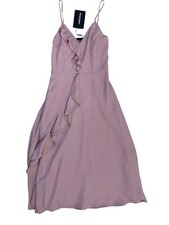 PrettyLittleThing Light Pink Ruffle Midi Dress Size 10 Spaghetti Strap Nwt