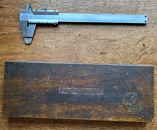 Vintage 7" Etalon Rolle Switzerland Vernier Caliper w/Wood Box Machinist Tool 