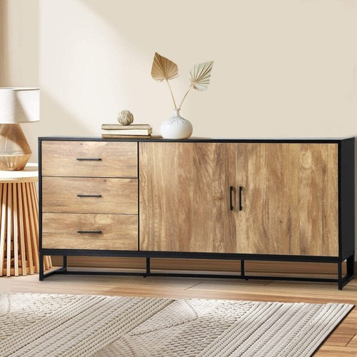 Oikiture Buffet Sideboard Cupboard Cabinet 3 Drawers 2 Door - Picture 4 of 10