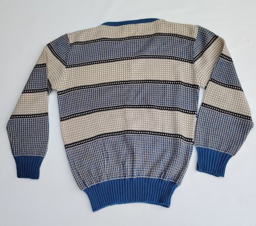 Grant Crest Mens Wear Long Sleeve Blue Stripe Pullover Sweater - Picture 2 of 7