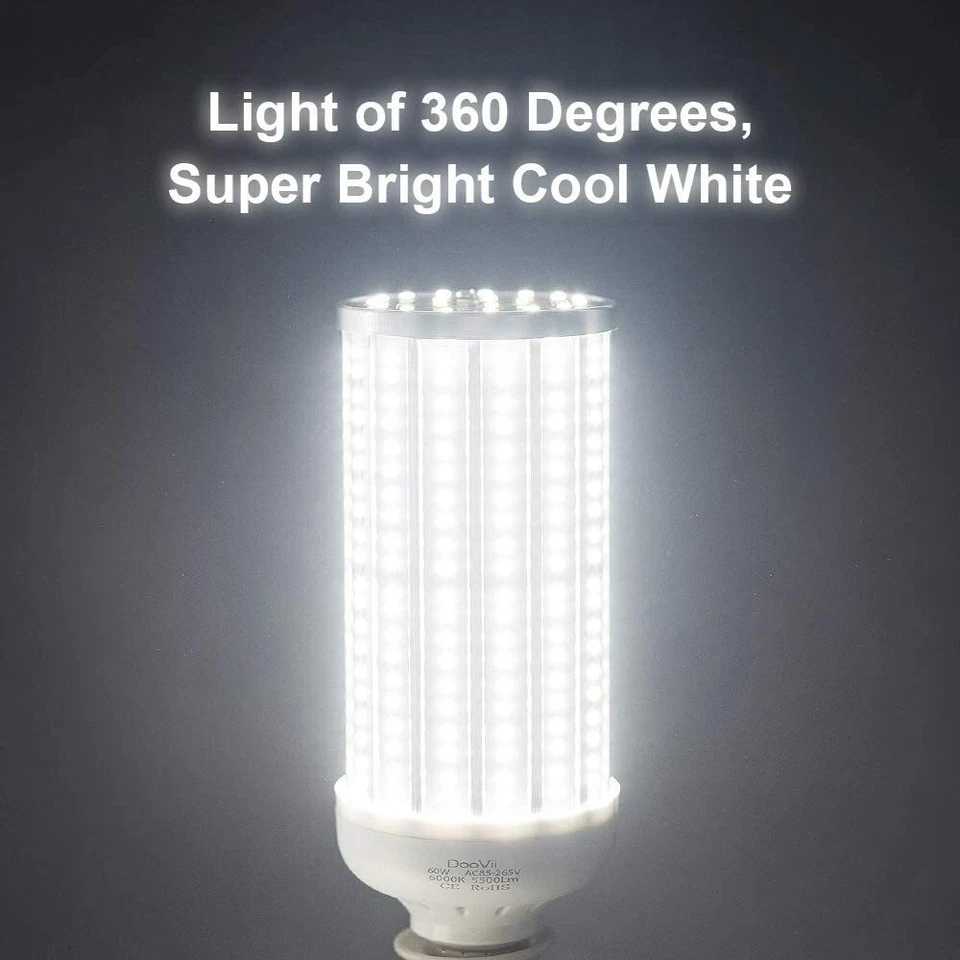 1 ~ 12 шт. 300 Вт эквалайзер. Светодиодная кукурузная лампа 168-Chip E26 2600 лм 50 Вт холодный дневной свет 6000K - Изображение 2 из 4