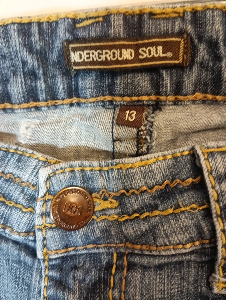 Underground Soul Jeans Juniors Size 13 Blue Low Rise Skinny Contrast Stitching - Image 2 of 4