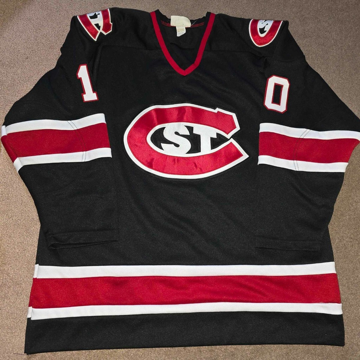 Vtg Cloud State University Hockey AUTHENTIC Jersey Large Fight