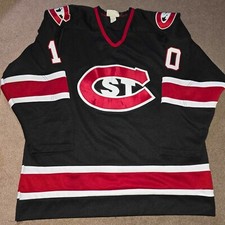 Vtg St. Cloud State University Hockey AUTHENTIC Jersey Large Fight Strap