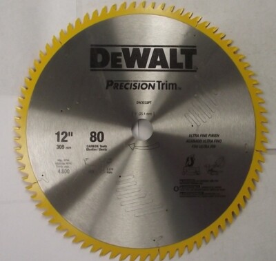 DEWALT DW3232PT Precision Trim 12'' x 80 Tooth ATB Crosscutting Saw Blade USA