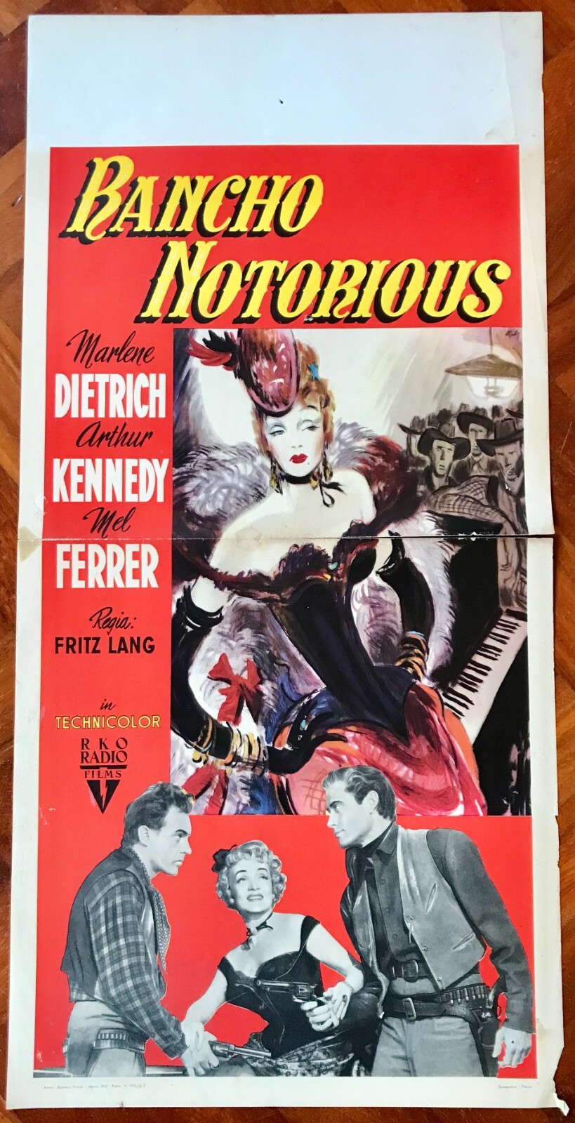 Locandina originale film Rancho Notorius (1952) - Regia di Fritz Lang
