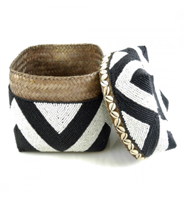 Grande Boîte à Offrandes Décorative Bali - Bambou Et Coquillage - Coco Papaya - 26 Cm