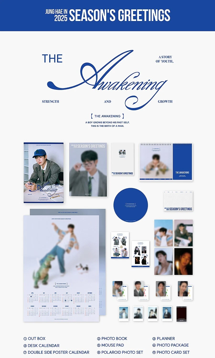 チョン・ヘイン カレンダー シーグリ 2025 JUNG HAE IN 2025 SEASON'S GREETINGS/Calendar+Planner+Poster+