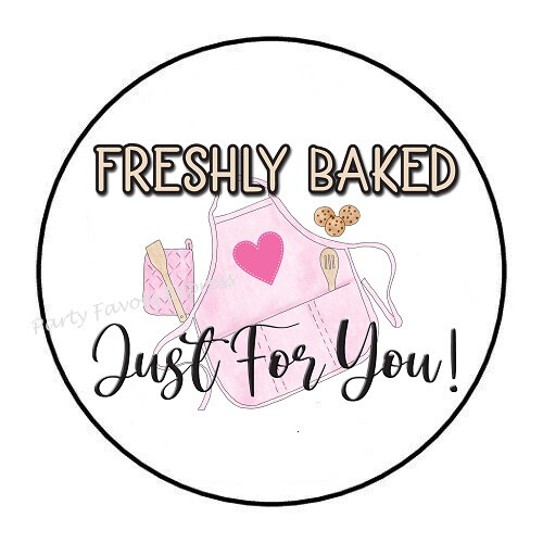 30 FRESHLY BAKED JUST FOR YOU ENVELOPE SEALS LABELS STICKERS 1.5" ROUND - Picture 2 of 2