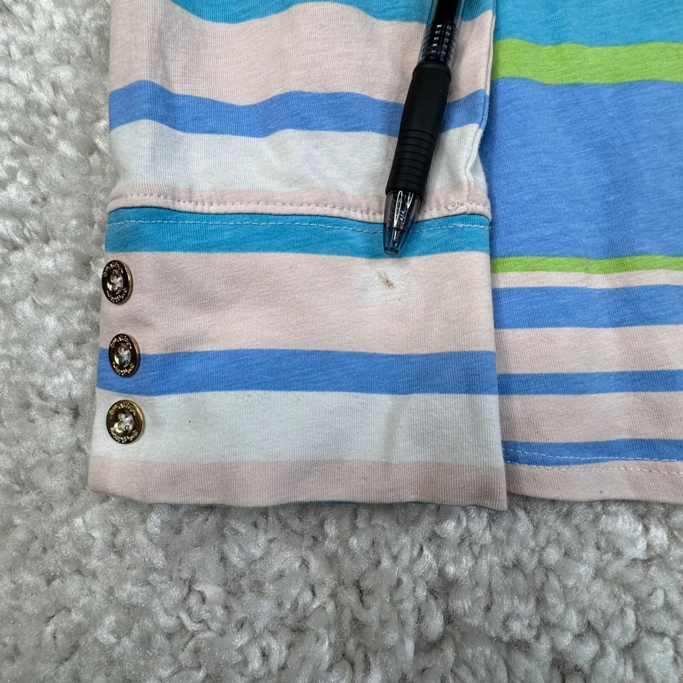 Top Lilly Pulitzer Aleah Paradise Azul Multi Rayas Cuello Barco Mujer XL DEFECTUOSO Foto 4 de 4