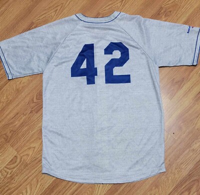 Dodgers Jackie Robinson #42 Jersey Shirt XL Gray Blue MLB Baseball