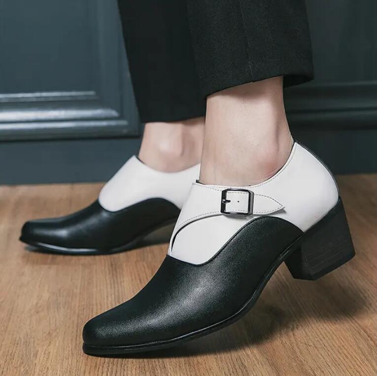 SAOLA Scarpe Oxford stringate a punta da uomo blocco medio tacco grosso scarpe cubane festa