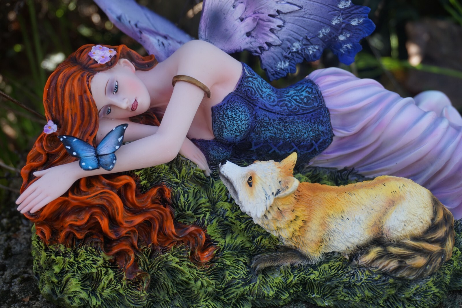Figurine fée et renard heroic fantasy 34cm | Idée cadeau idéale pour passionnés d'anges