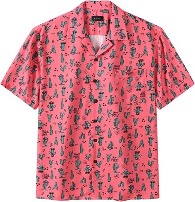 Mens Funny Cactus ''Don't Touch Me'' Shirt  Short Sleeve Button Up Sz XL NWT