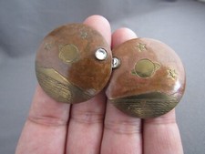 ORECCHINI VINTAGE CIELO NOTTURNO RAME OTTONE PIANETA STELLE STRASS ROTONDI TRAFORATI