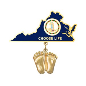 Authentic Precious Feet, 14K Gold Plated, Virginia Flag Jewelry, Lapel Pin