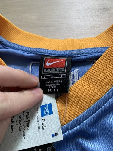 New Vintage Nike NBA Denver Nuggets Powder Blue Shooting Shirt Jersey Sz Large - Picture 4 of 7