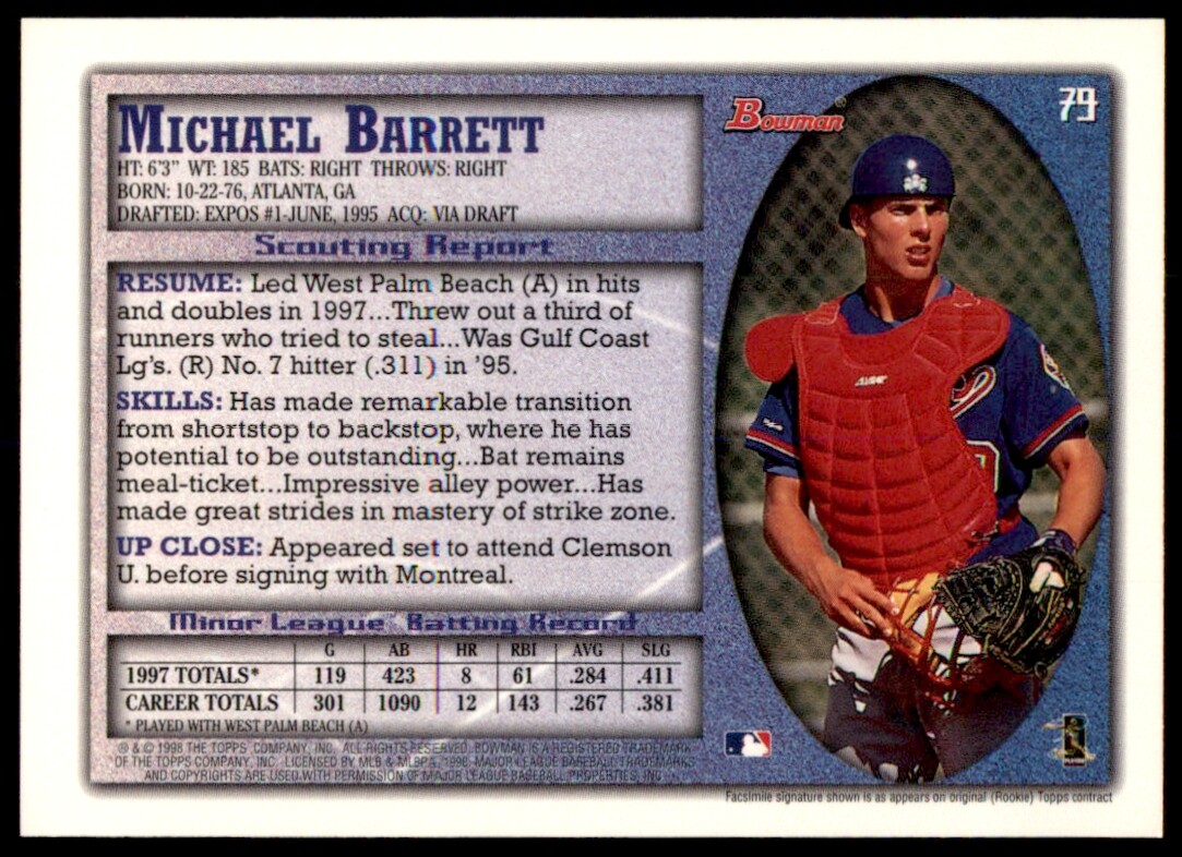 1998 Bowman #79 Michael Barrett EXPOS | eBay