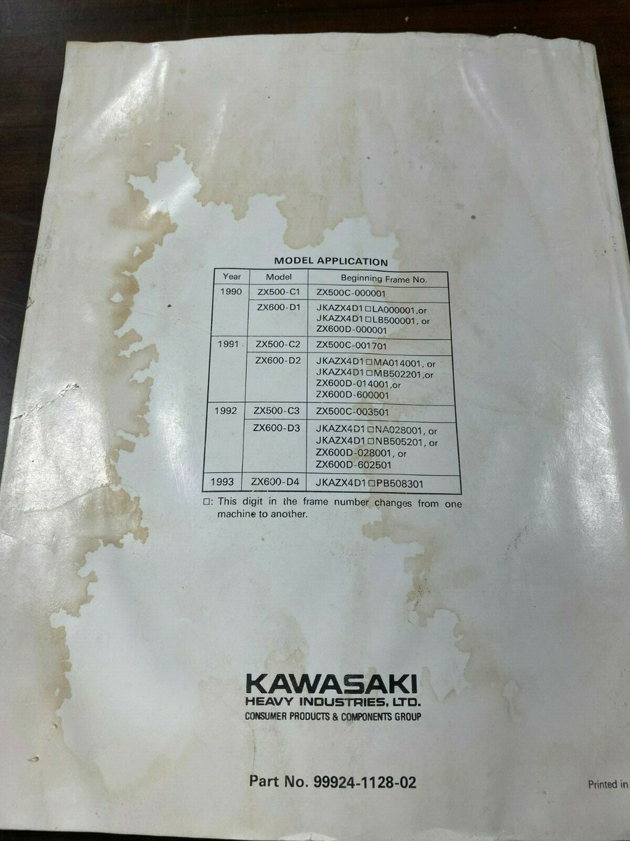 1990-93 Kawasaki ZX-6/ZZ-R600/ZZ-R500 Factory Service Manual. | eBay