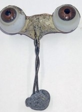 Vintage German Antique Hand Blown Rocker Glass Doll Eyes Brown About 10mm E3-53