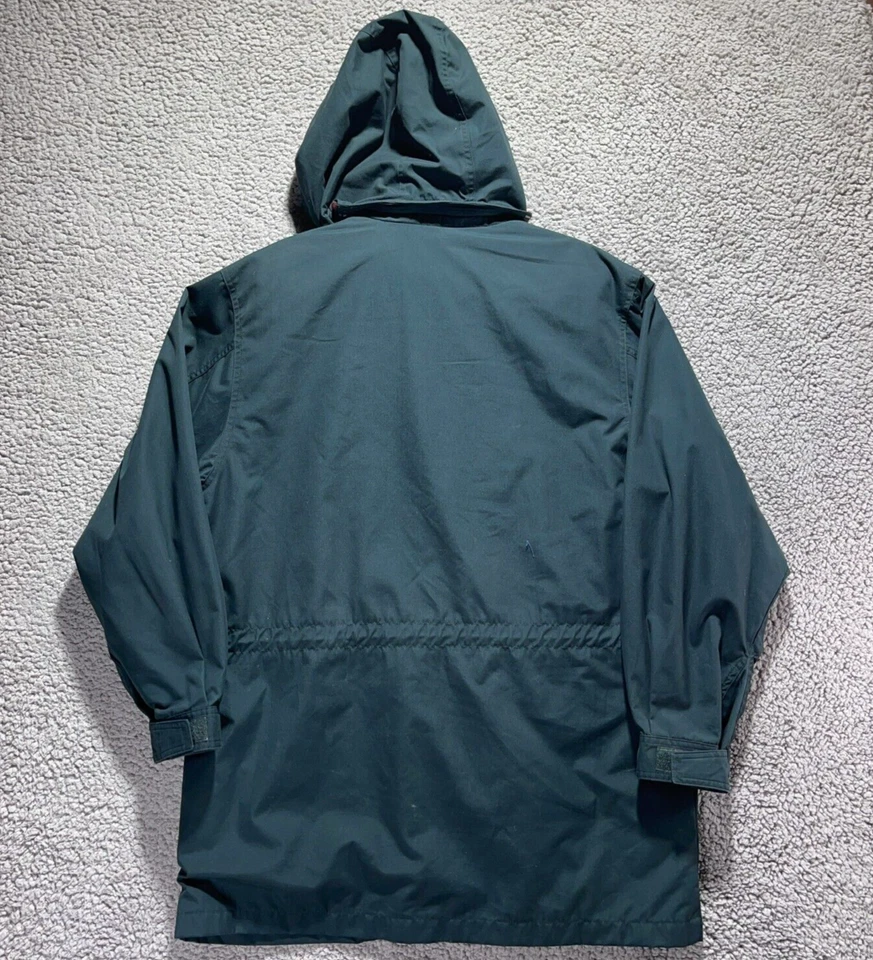 Lands End Parka Sz M Green Hooded Wool Lined Water Wind Resistant Winter Coat - Image 3 of 4