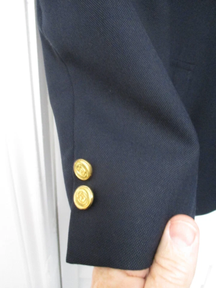 Brooks Brothers dark blue three button hopsack blazer sport coat jacket 42L - Image 3 of 4