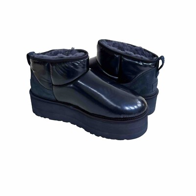 UGG CLASSIC ULTRA MINI PLATFORM HI SHINE NAVY IRIDESCENT BOOT US