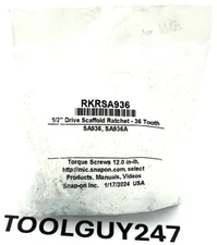 SNAP ON TOOL 1/2" Drive Scaffold Wrench Ratchet Repair Kit RKRSA936 SA936 SA936A