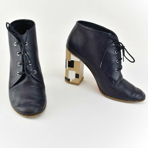 bota couro azul marinho