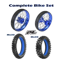 Proline Promoto-MX 1/4 Pro-Spec Blue Aluminum V2 Wheel and Tyre Bike Set
