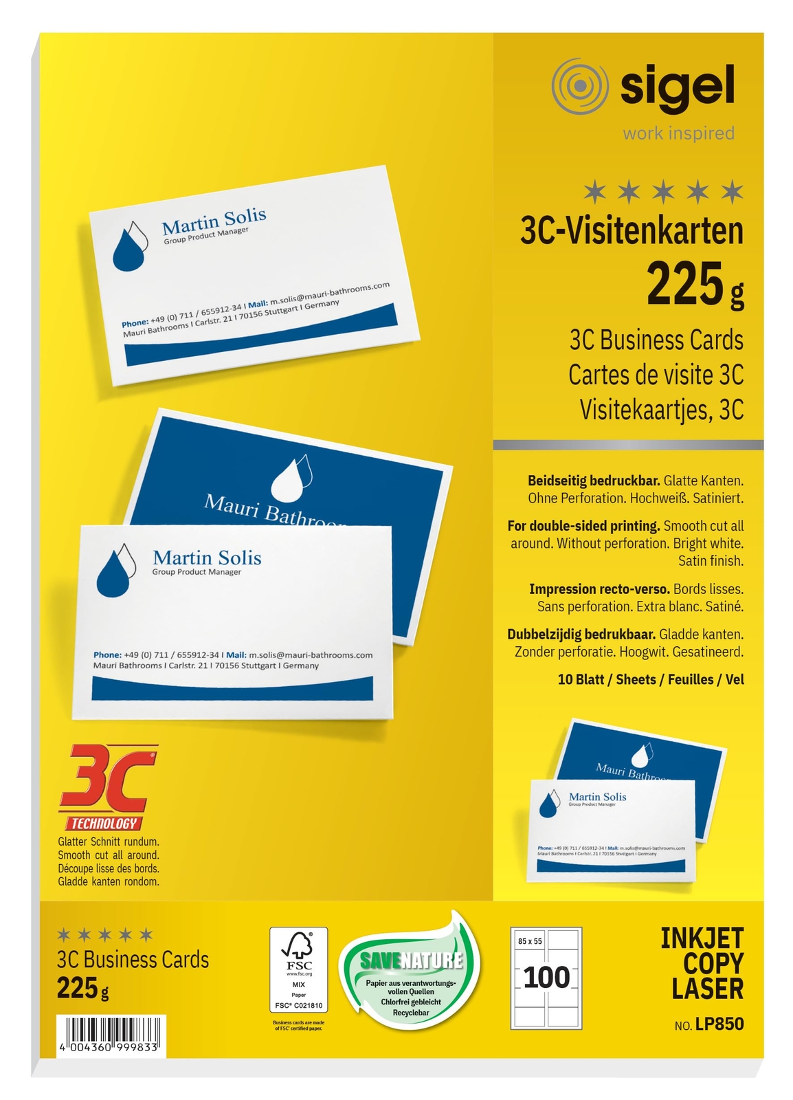 sigel `Visitenkarte,blanko,225g,100s` ACC NUOVO