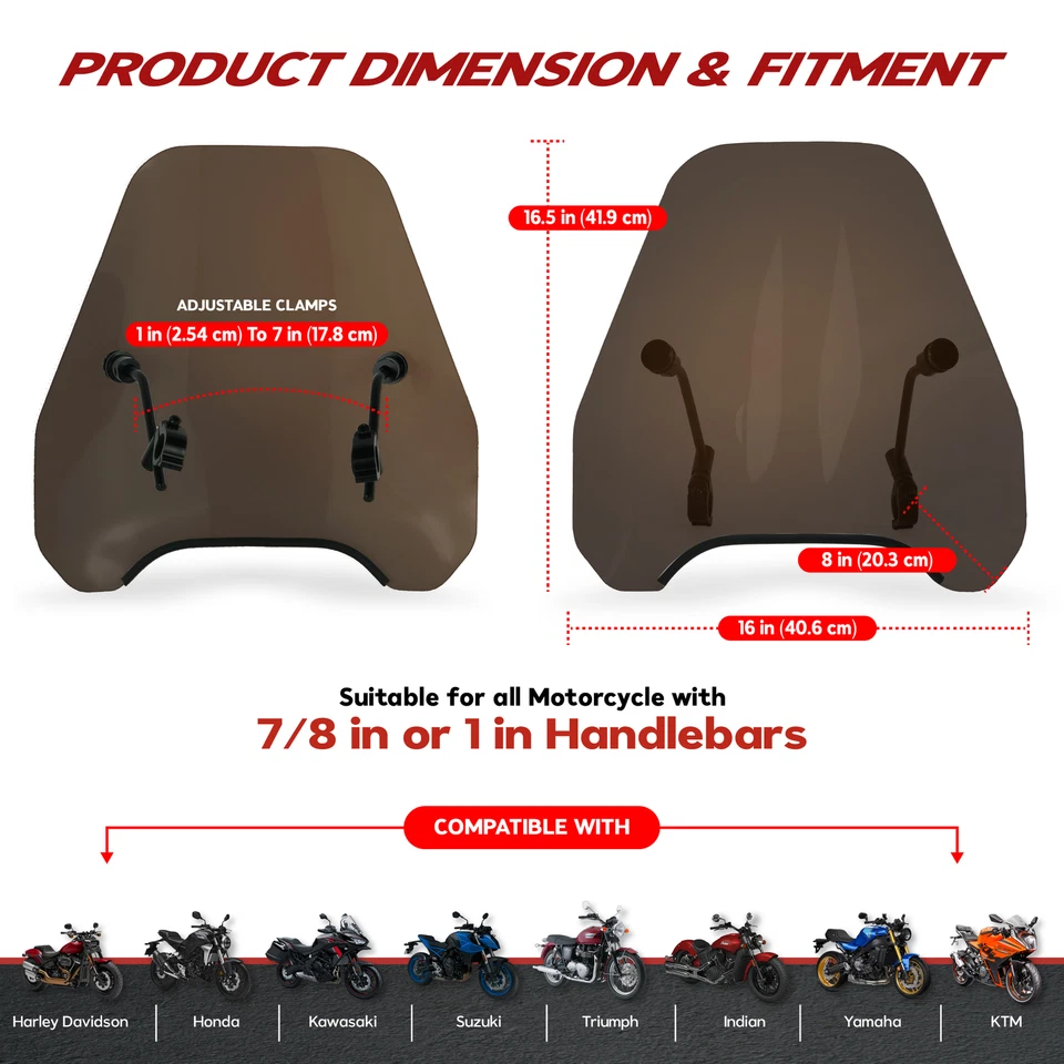 Carenagem de para-brisa 15" colorida fumaça para Suzuki GS 750 T (1982-1983) - Imagem 2 de 4