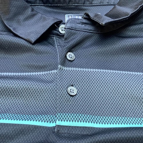 Camisa polo para hombre PGA Tour extra grande gris a rayas logotipo de golf - Imagen 3 de 10