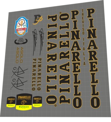 PINARELLO ASOLO FRAME STICKER SET BLACK / GOLD CONTOUR WITH DOLMEN
