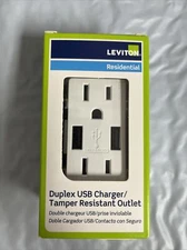 Leviton T5632-W Duplex USB Charger with Tamper Resistant Outlet